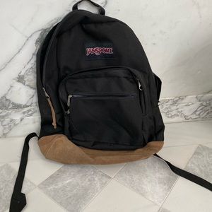 Black Jansport Backpack Leather Brown Bottom          for Boys